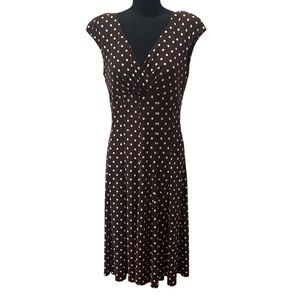 American Living Brown and White Polka Dot Midi Dress. Size 12.